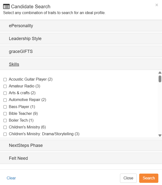 AssessME.org offers church staff a powerful search engine to help them find the right people with the right skills.