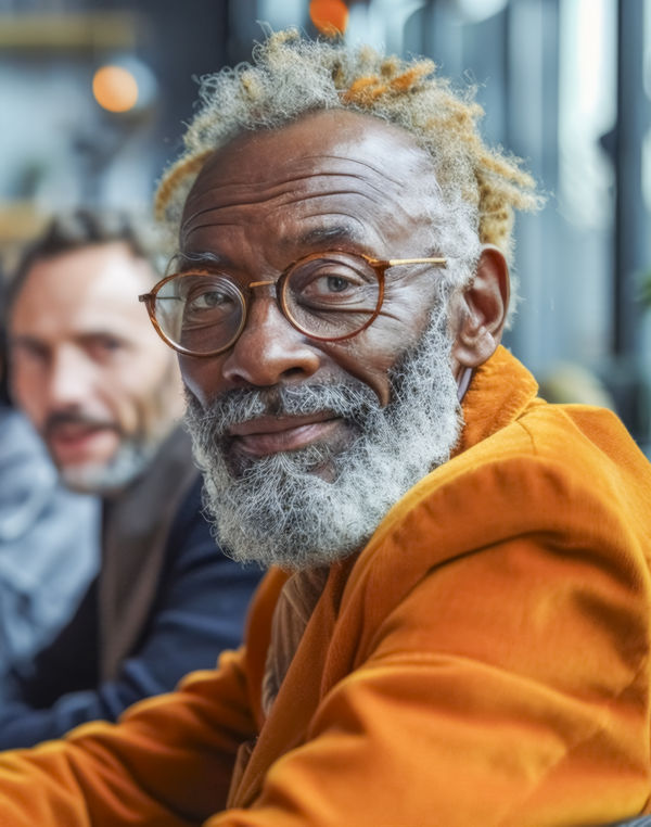 An image of an elderly man portraying wisdom and knowledge.