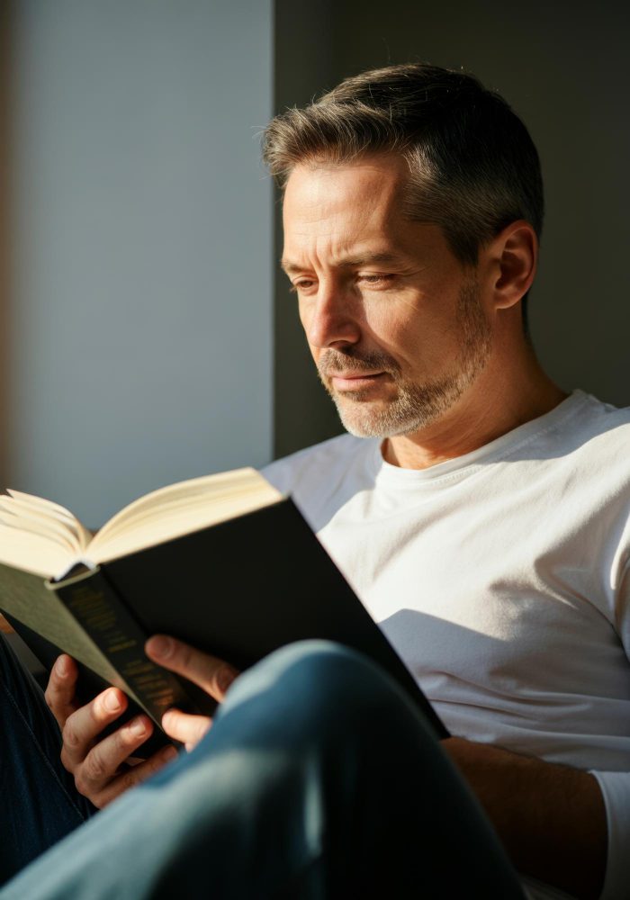 Man studying the Bible to confirm our three categories of spiritual gifts addressed by our spiritual gift test.